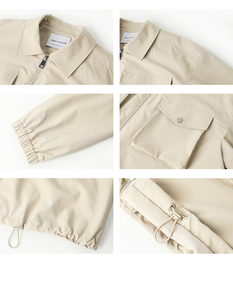 Drawstring Short Jacket With Utility Pockets