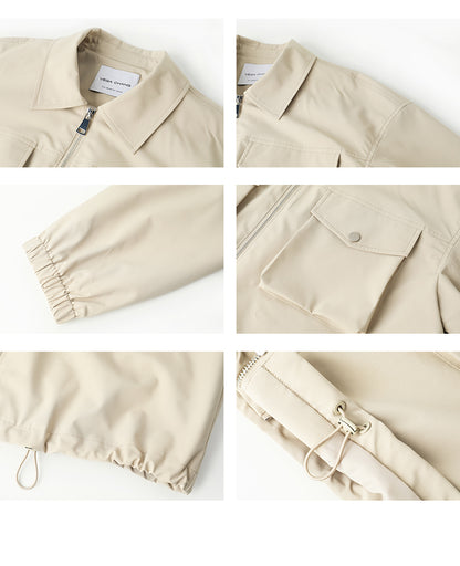 Drawstring Short Jacket With Utility Pockets