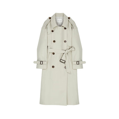 Belted Double Breast Midi Serge Trench Coat