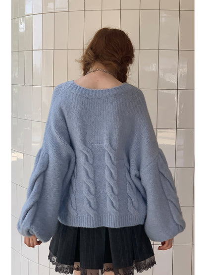 Bow Accent Drop Shouldered Knit Sweater