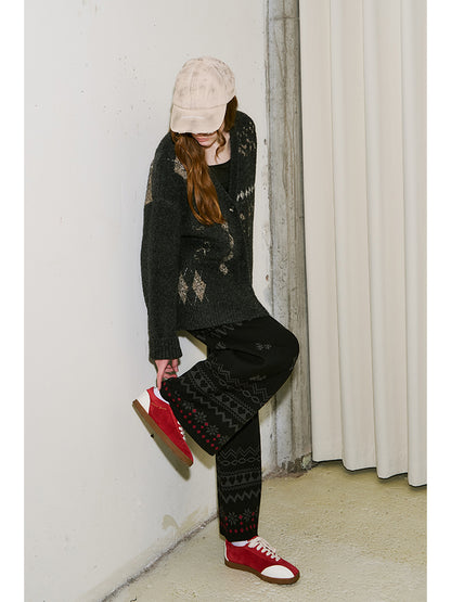 Fair Isle Knit Trousers With Playful Pattern