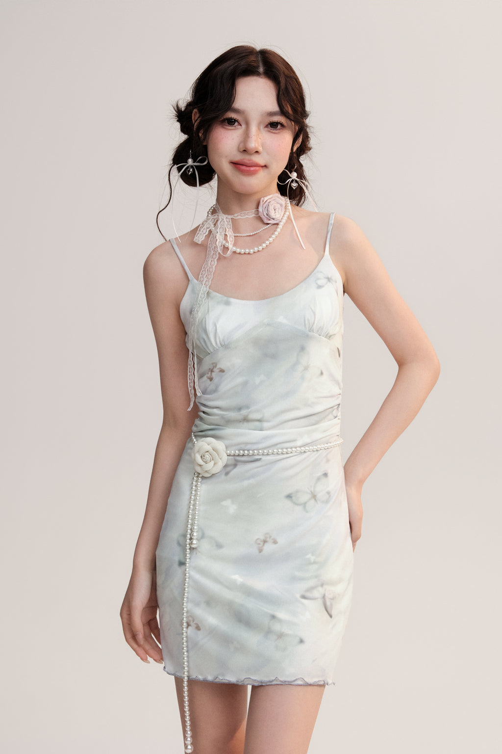 Elegant Faux Pearl Flower Waist Belt