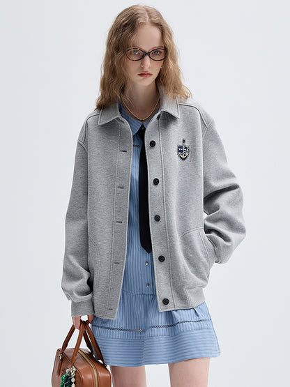 Small Patch Button-Up Shirt Jacket