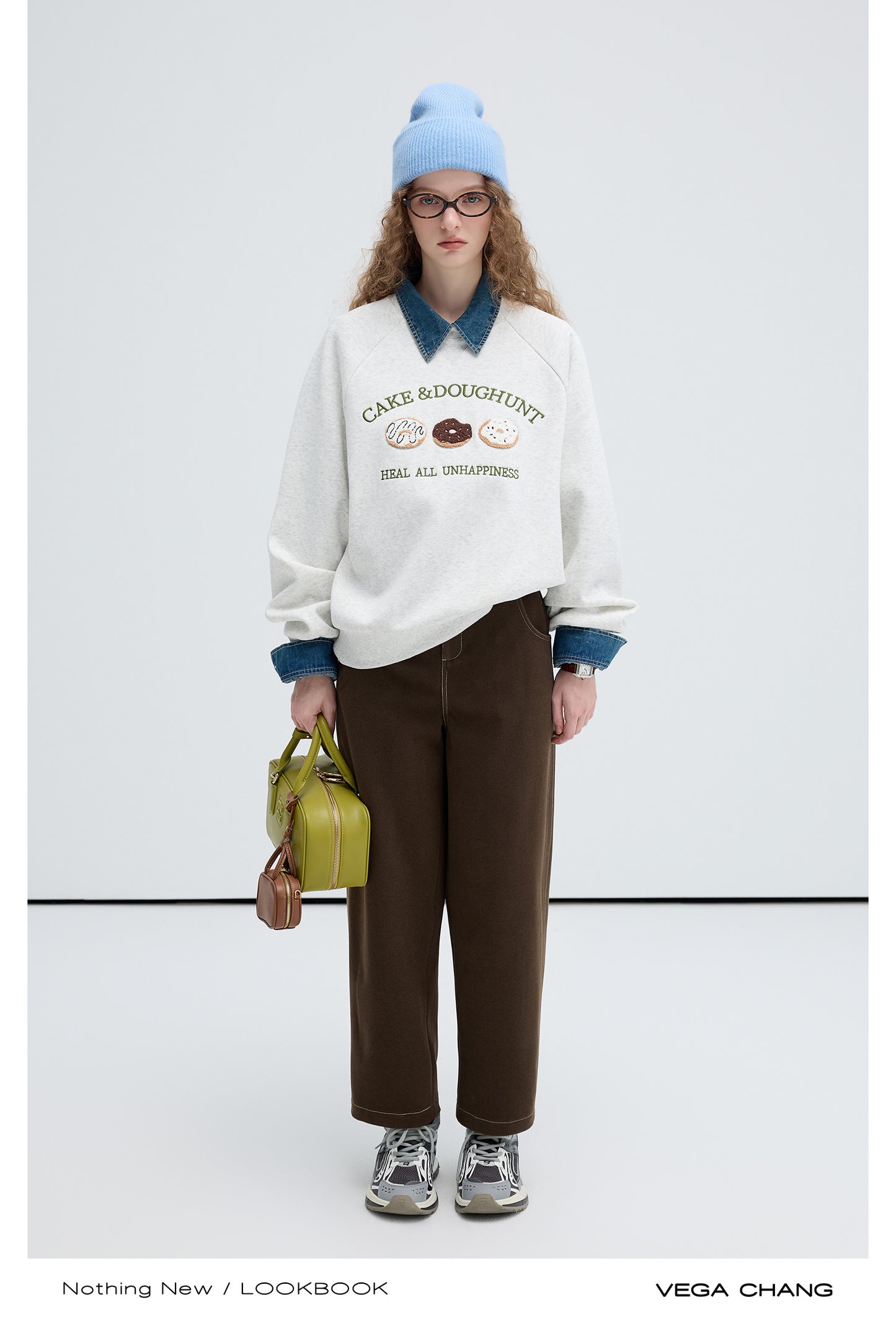 Donut Embroidery Raglan Sleeve Sweatshirt