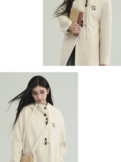 Preppy Style Cashmere Wool Blend Double Duffle Coat