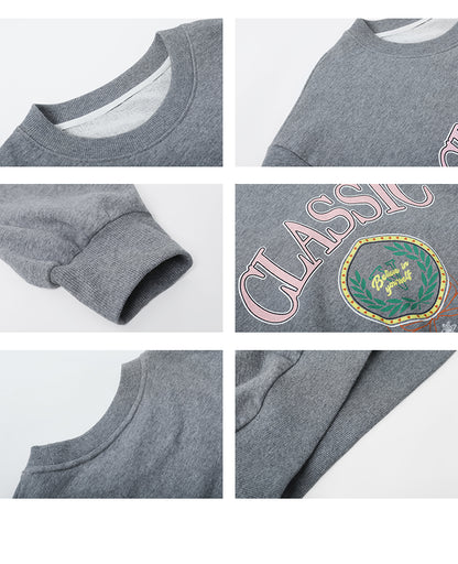 Preppy College Style Round Neck Sweatshirt