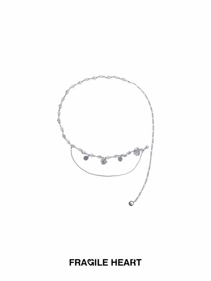 Silver-Colored Heart Pendant Waist Chain Belt