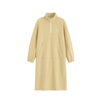 Half-Zip High Neck Sweatshirt Dress