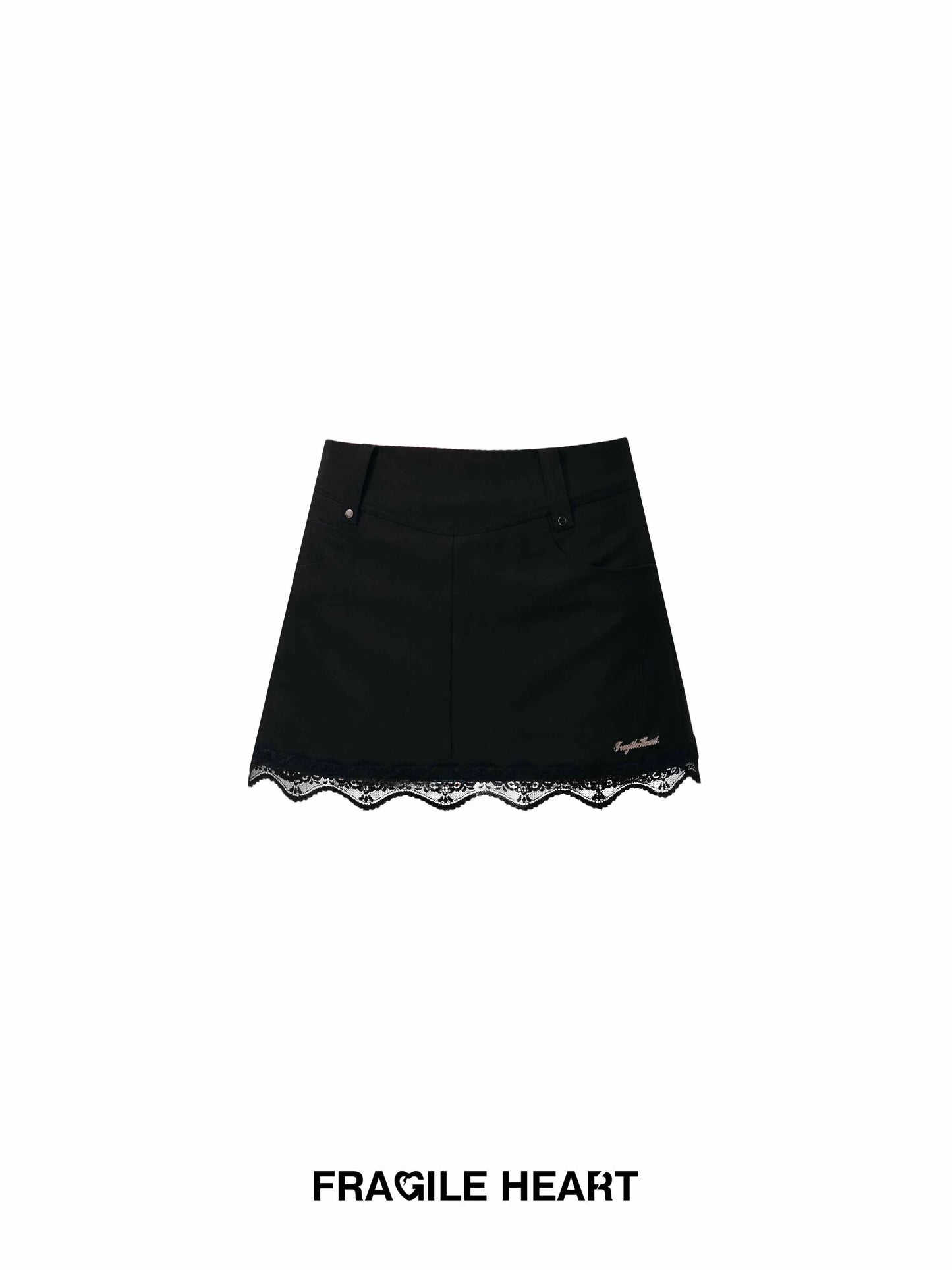 Low Rise Lace Wrinkle-Resistant Lined Twill Skirt