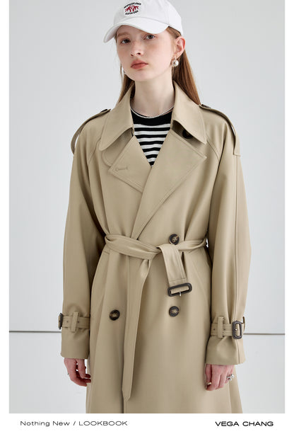 Classic Double-Breast Belted Trench Coat