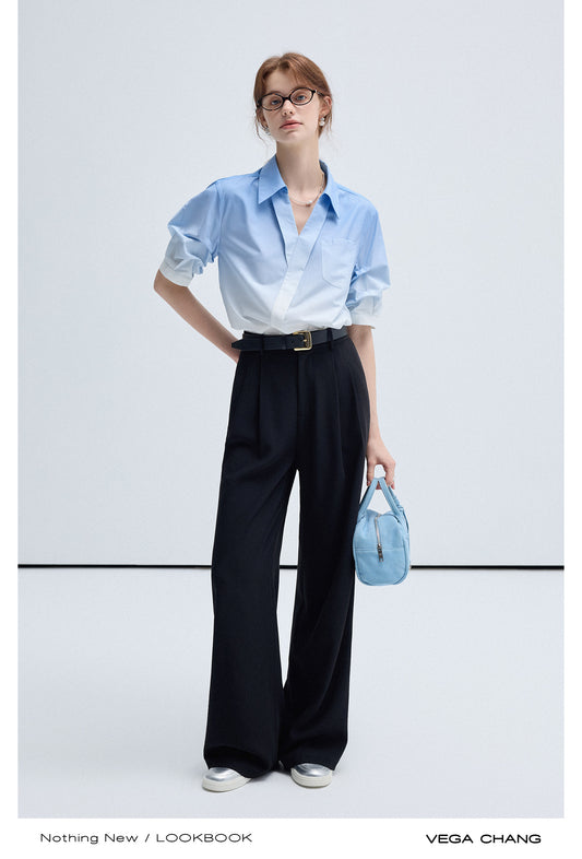 Open Collar Shirts And Straight Flowy Trousers