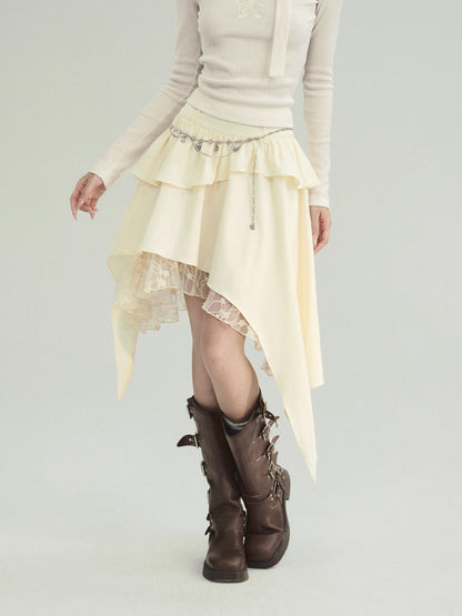 Butterfly Embroidery Stud T-Shirt And Tiered Skirt