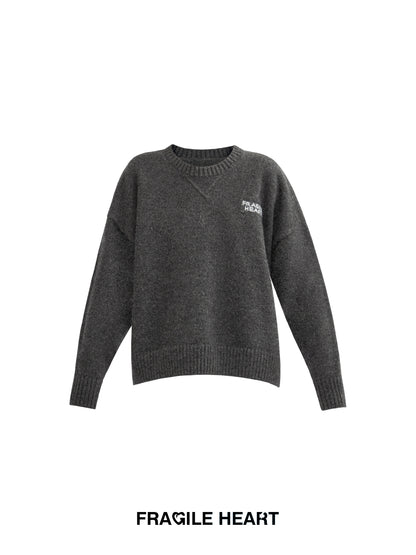 Basic Wool Blend Jacquard Logo Sweater