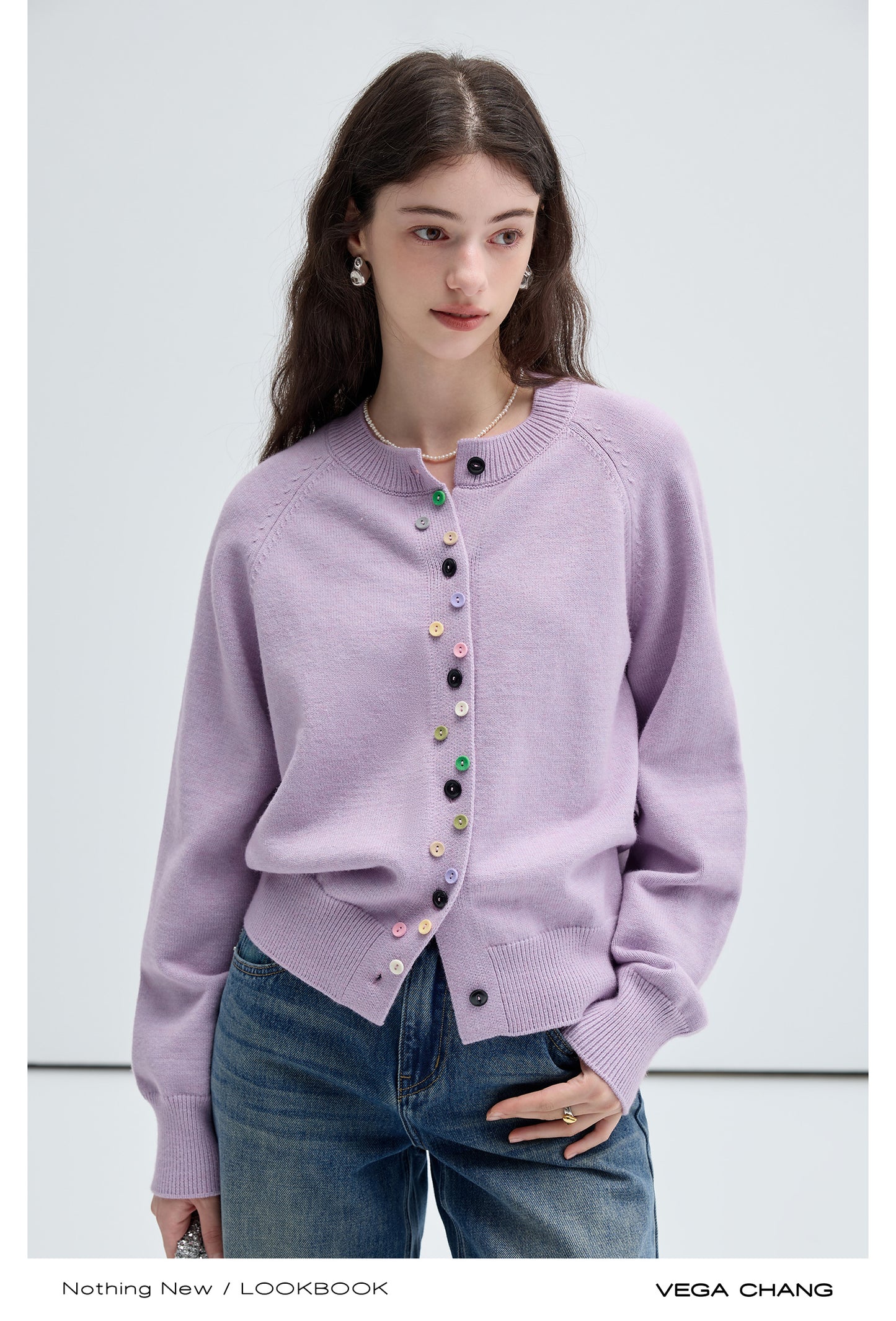 Colorful Button Classic Knit Cardigan