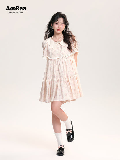 Doll Collar Dresses With Matching Rose Brooch