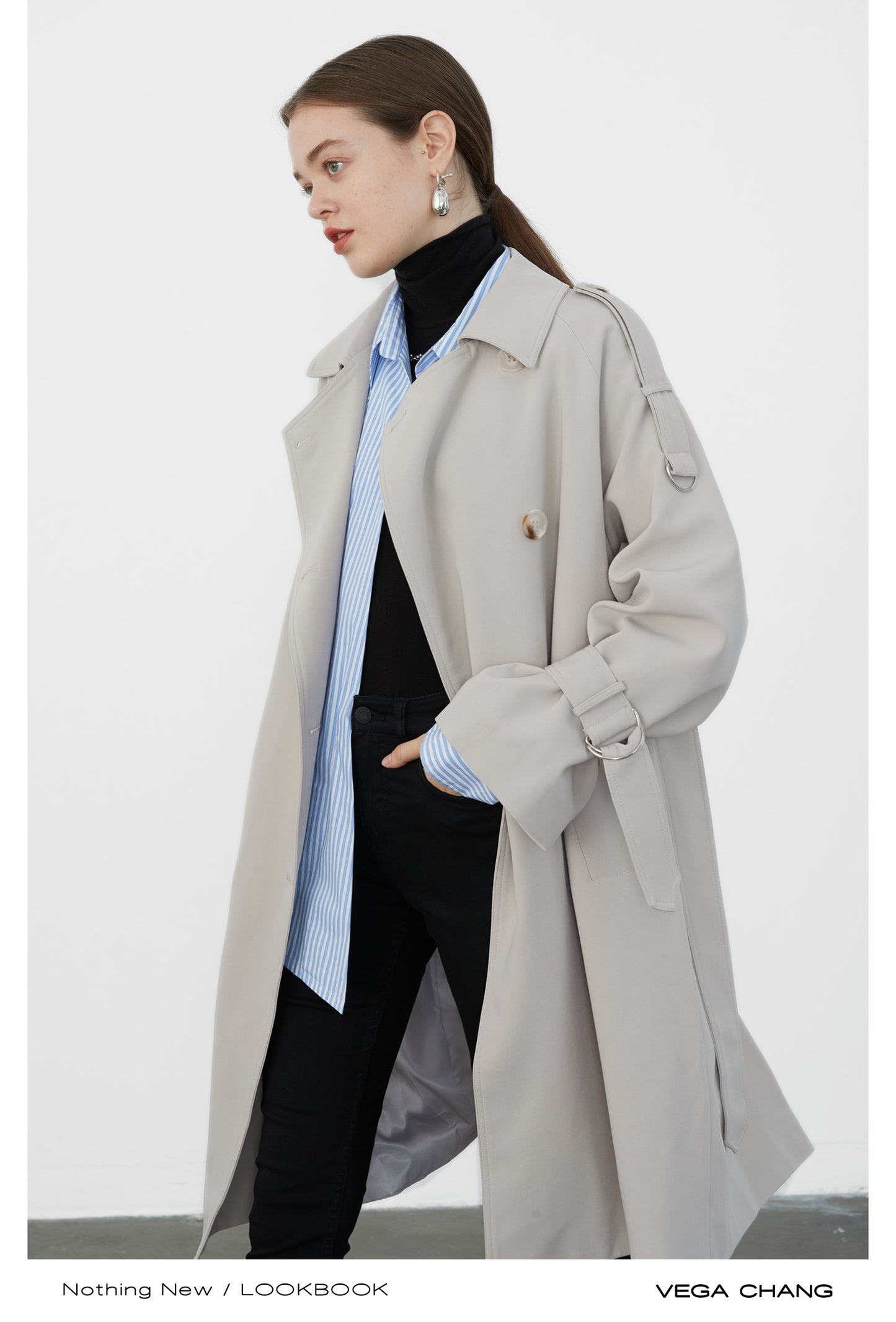 Classic Belted Double Breasted Midi Trench Coat