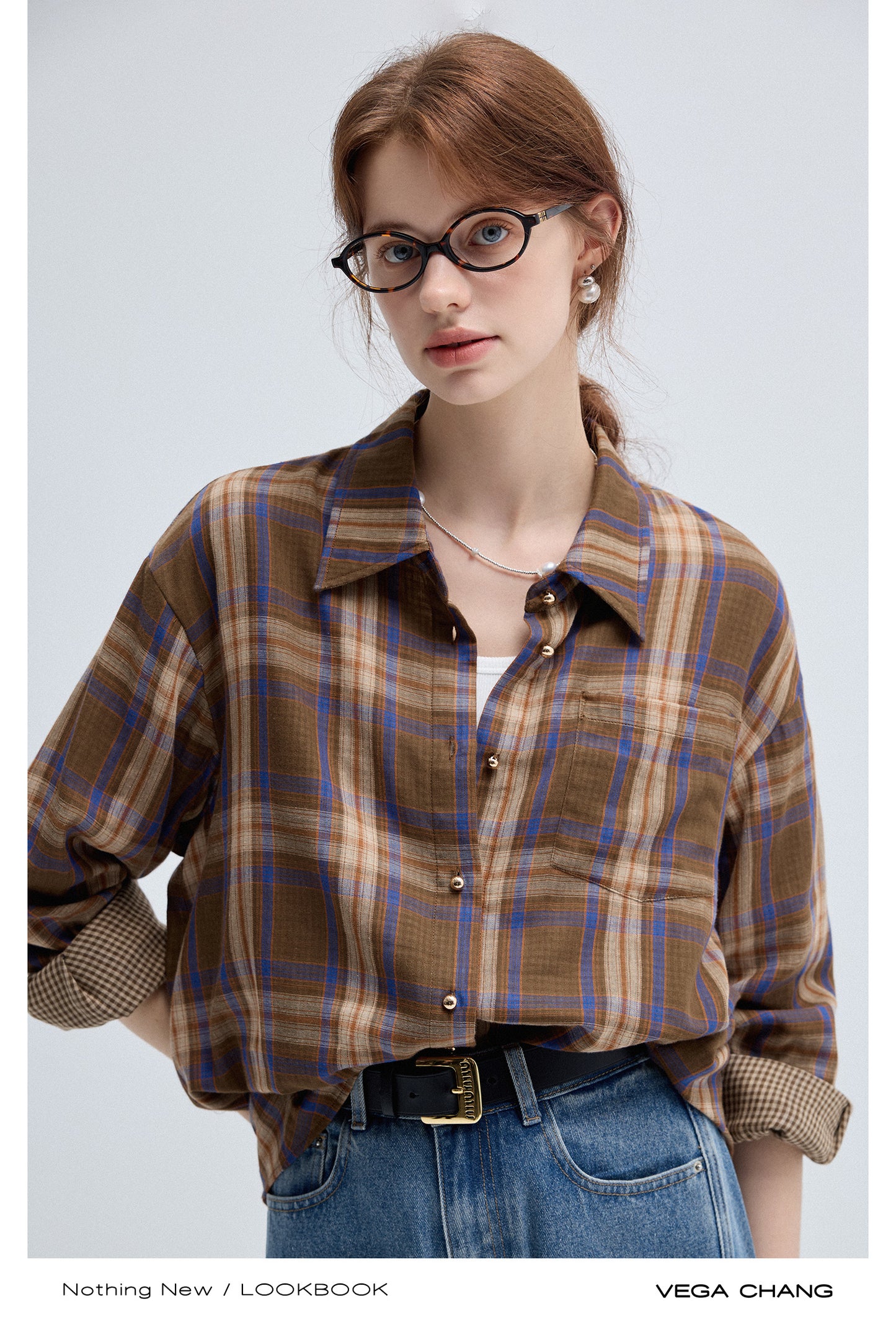 Plaid Longline Shirt With Gingham Check Lining