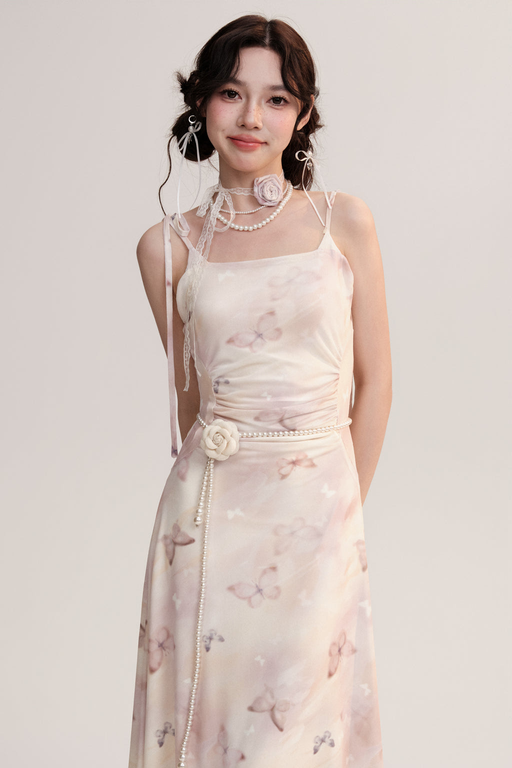 Elegant Faux Pearl Flower Waist Belt