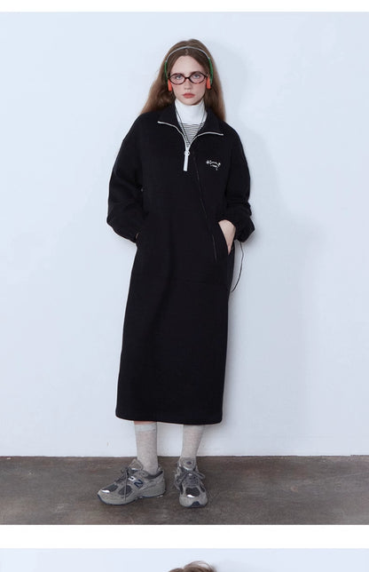 Half-Zip High Neck Sweatshirt Dress