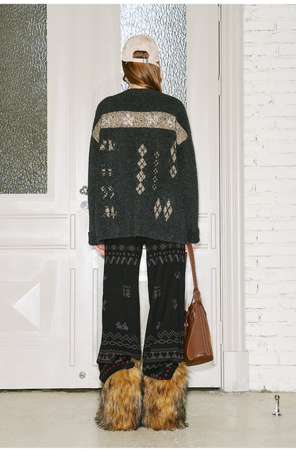 Fair Isle Knit Trousers With Playful Pattern