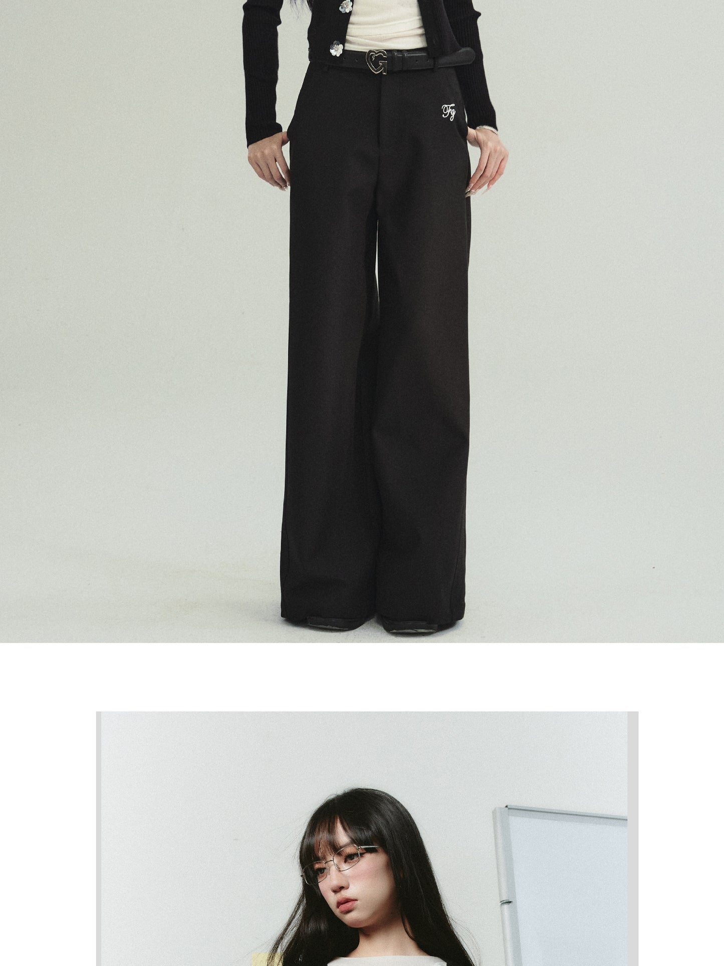 Straight Wide-Leg Logo Embroidered Pants