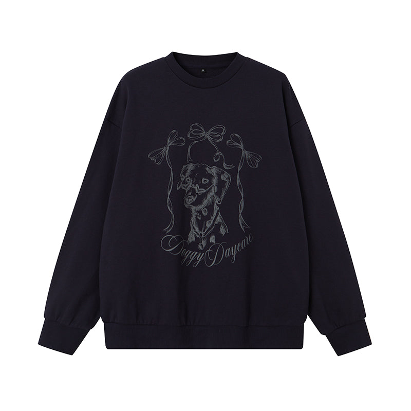 Dalmatian Print Crew Neck Cotton Sweatshirt