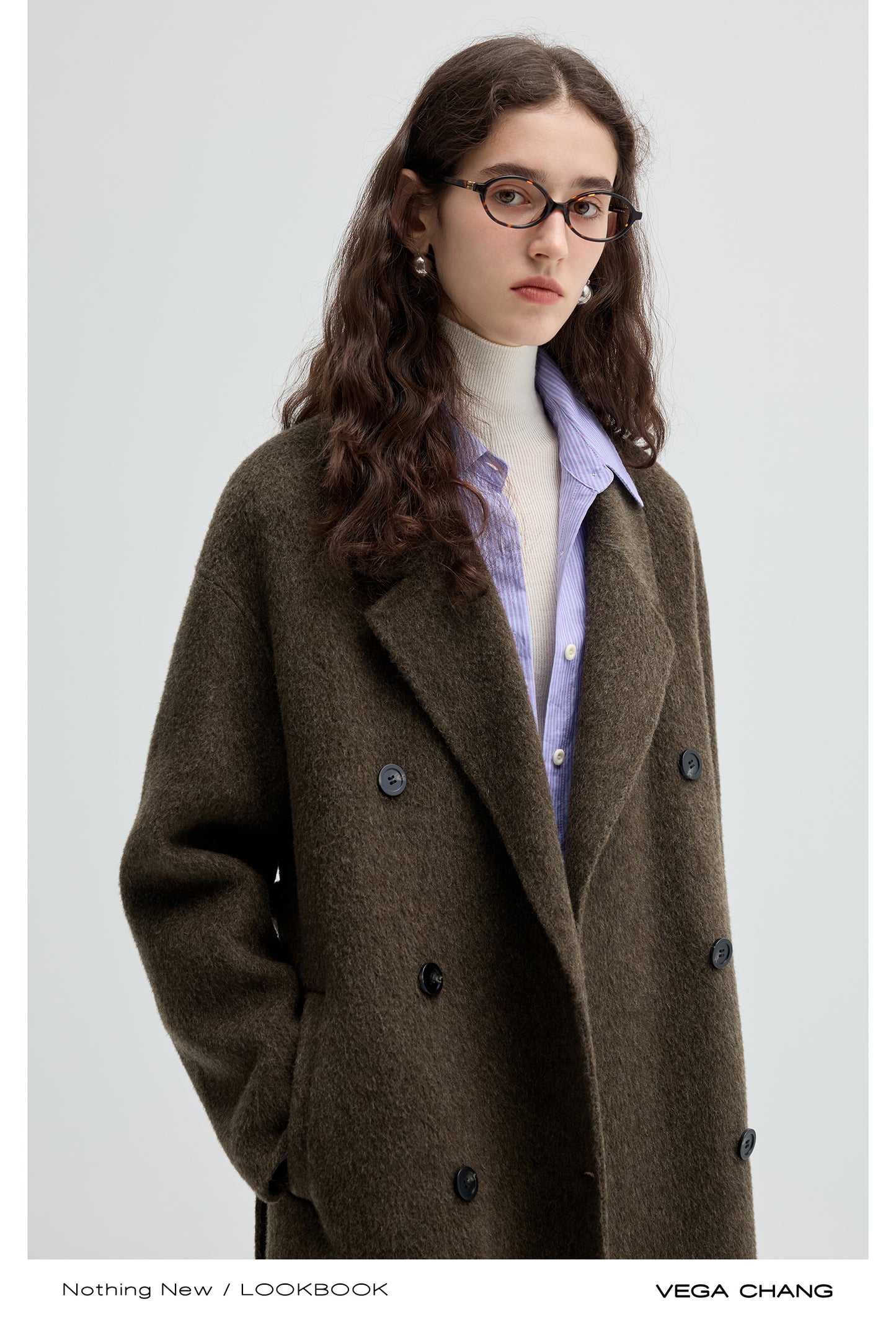 Classic Double Breasted Belted Woolen Coat