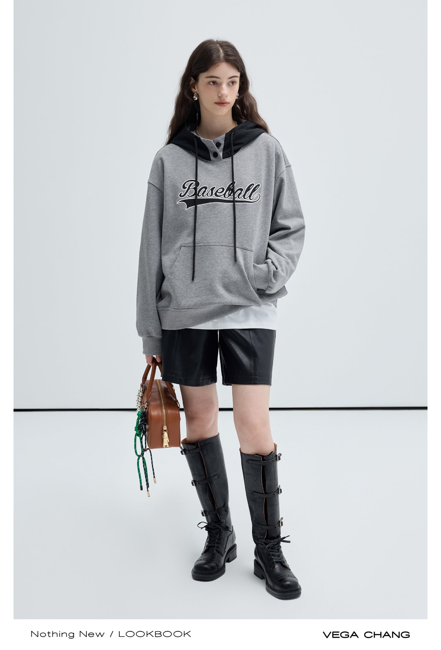 Casual Loose Fit Contrast Baseball Hoodie