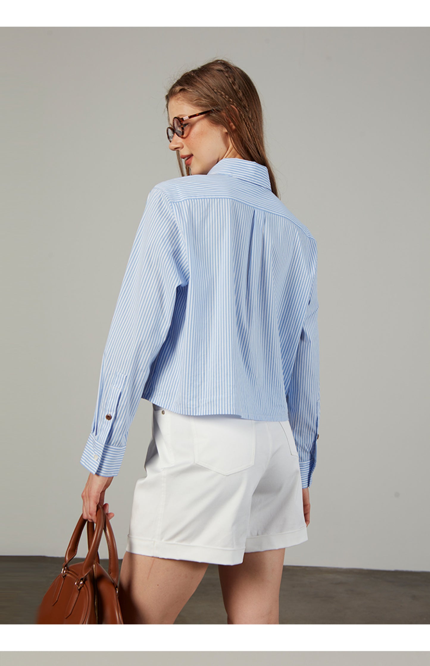 Embroidered Button-Down Stripe Shirt With Pockets