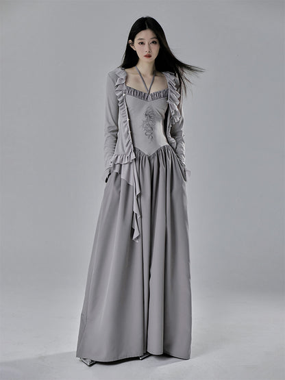 Dragon Embroidery Double-Strap Long Dress