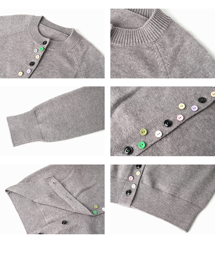 Colorful Button Classic Knit Cardigan