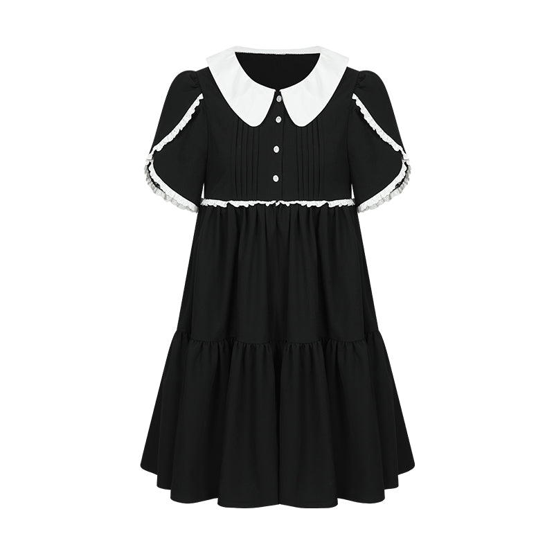 Doll Collar Dresses With Matching Rose Brooch