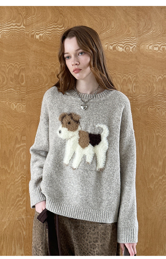 Soft Jacquard Puppy Sweater & Panda Knit Cardigan