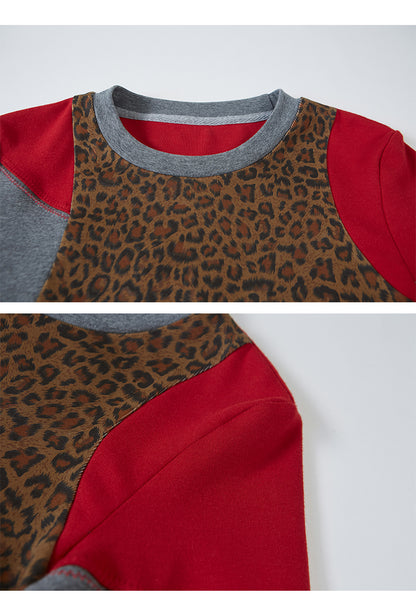 Leopard Color Block Fitted Thumbhole Top