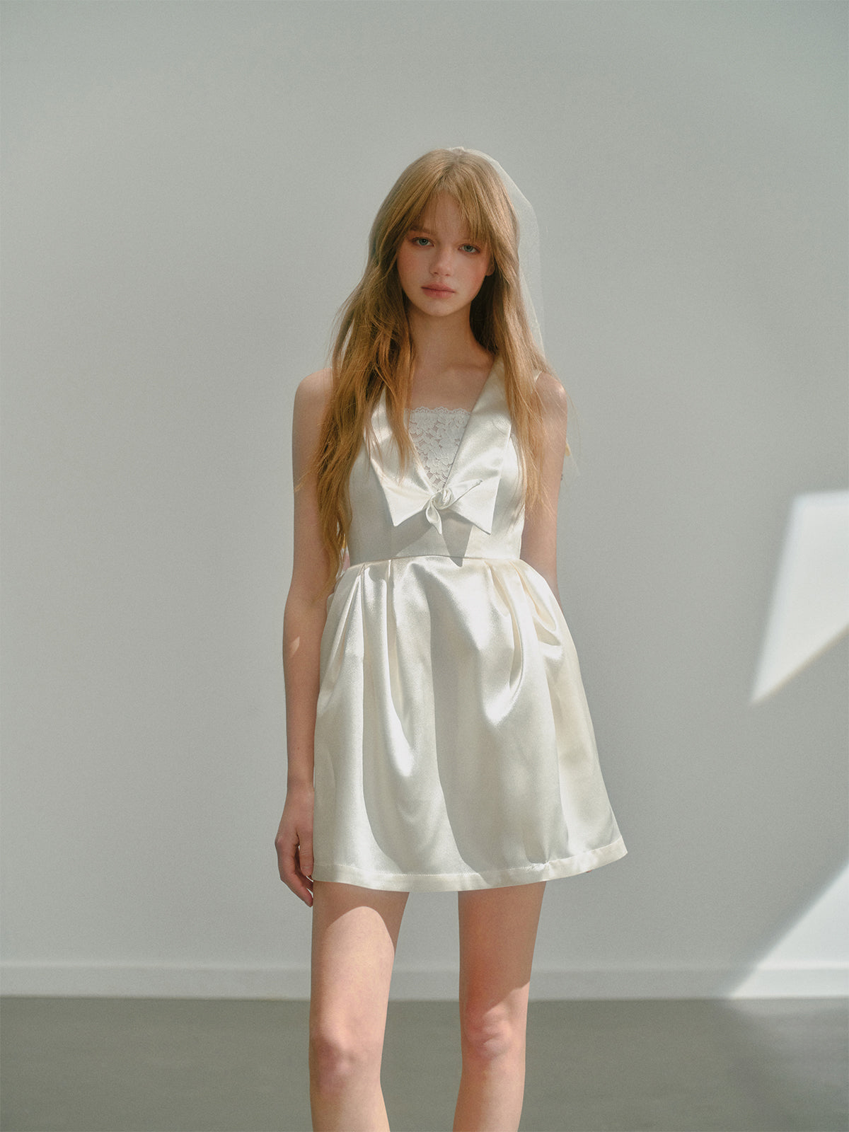 Satin V-Neck Sleeveless High Waist Mini Dress