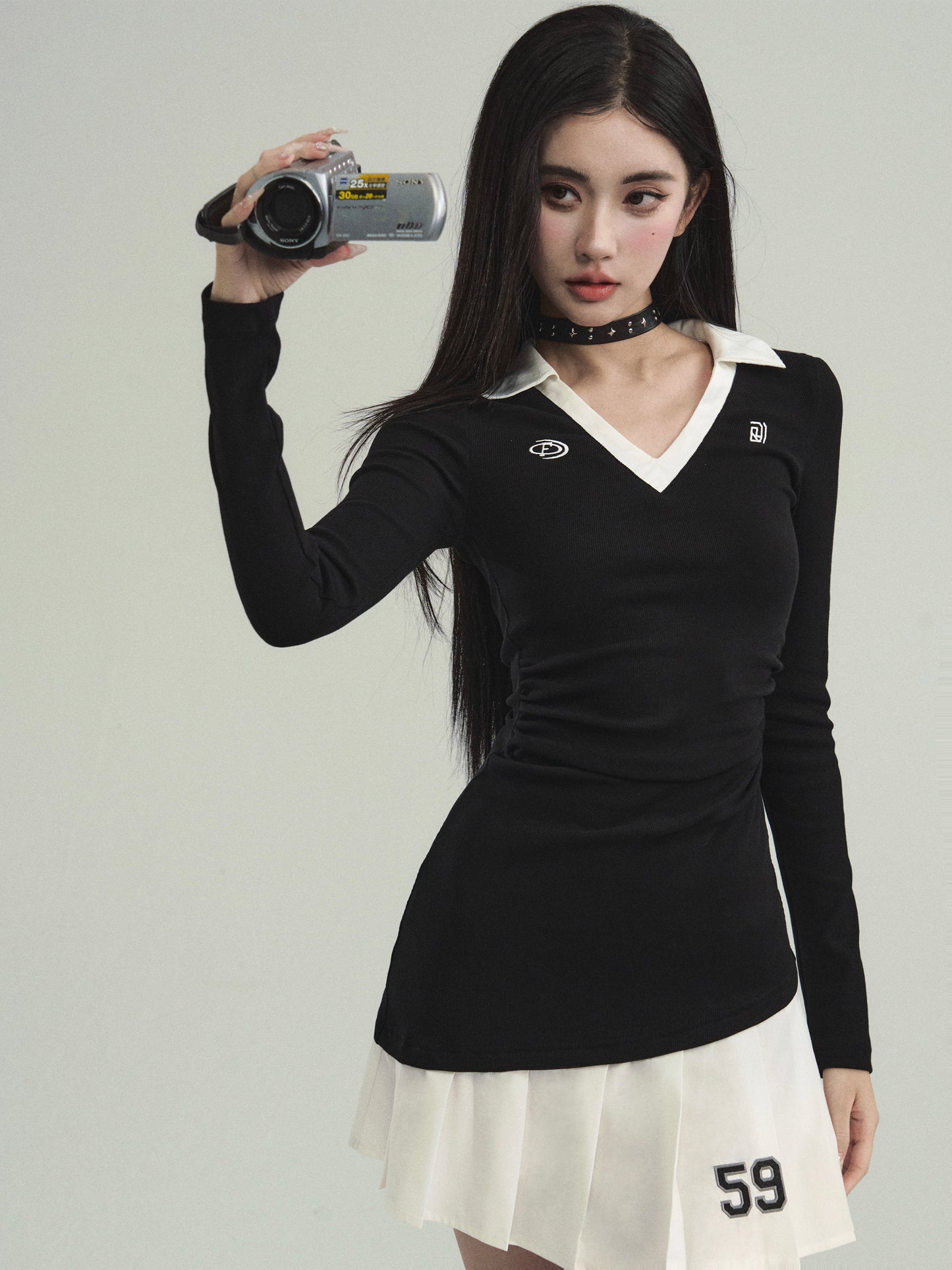 Tennis Style Sporty Layered Shirt Dress