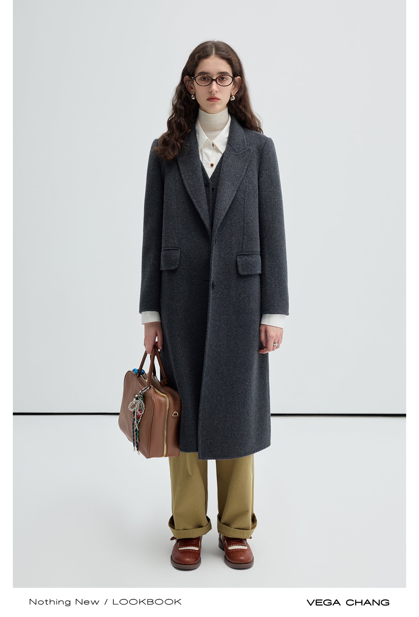 Alpaca Blend Layered Look Midi Wool Coat