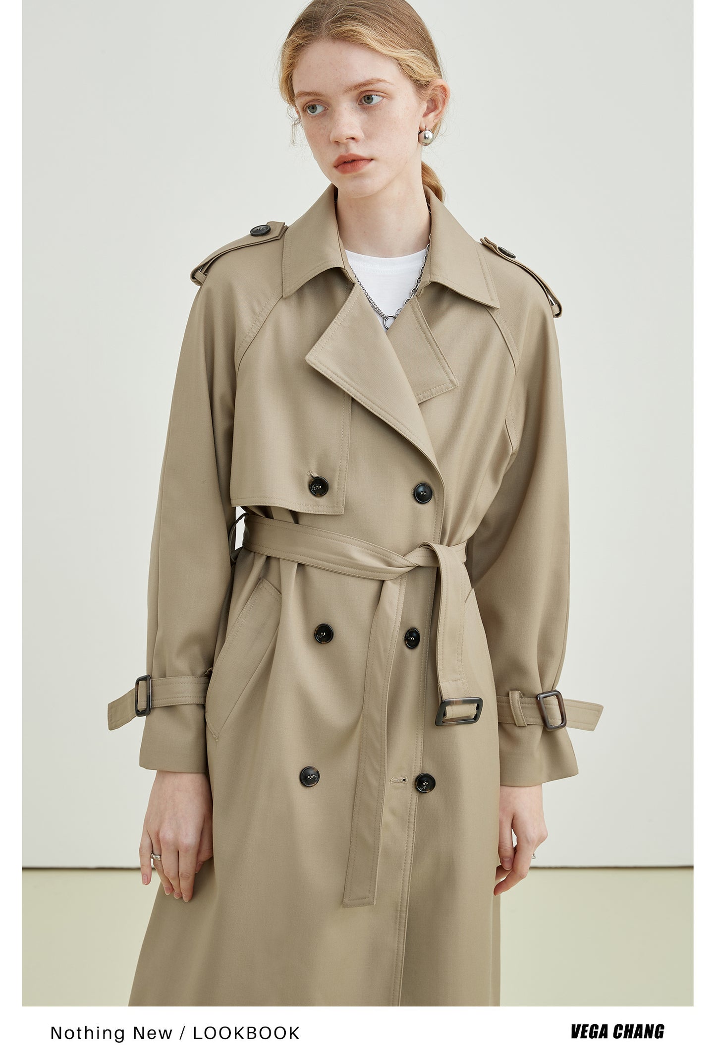 Classic Double-Breasted Midi Trench Coat