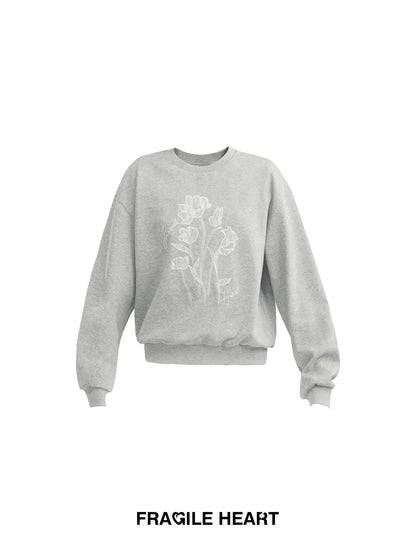 Lace Flower Embroidery Relax Fit Sweatshirt