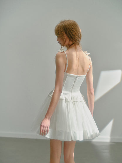 Elegant Frilled Spaghetti Strap Ballet Style Dress