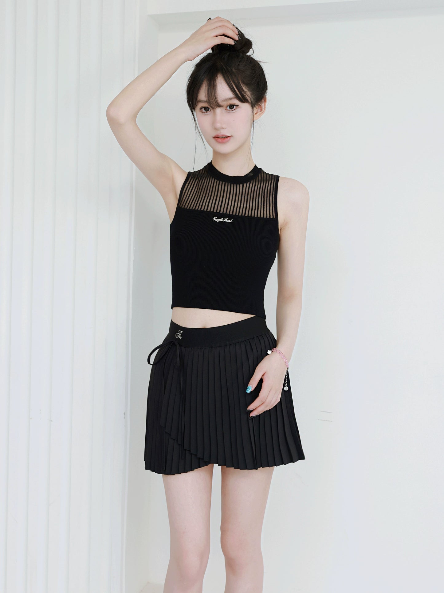 Accordion Pleated Wrap-Style Short Casual Tennis Skirt