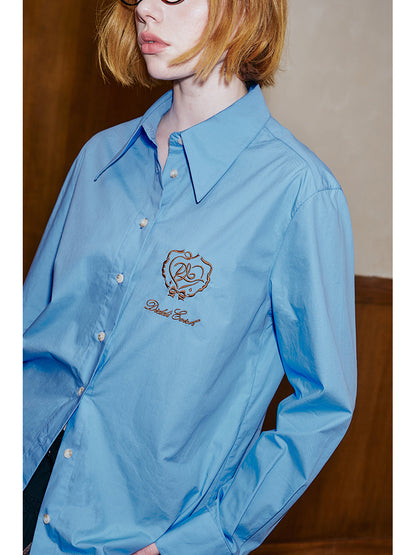 Embroidered Emblem Straight Fit Cotton Shirt