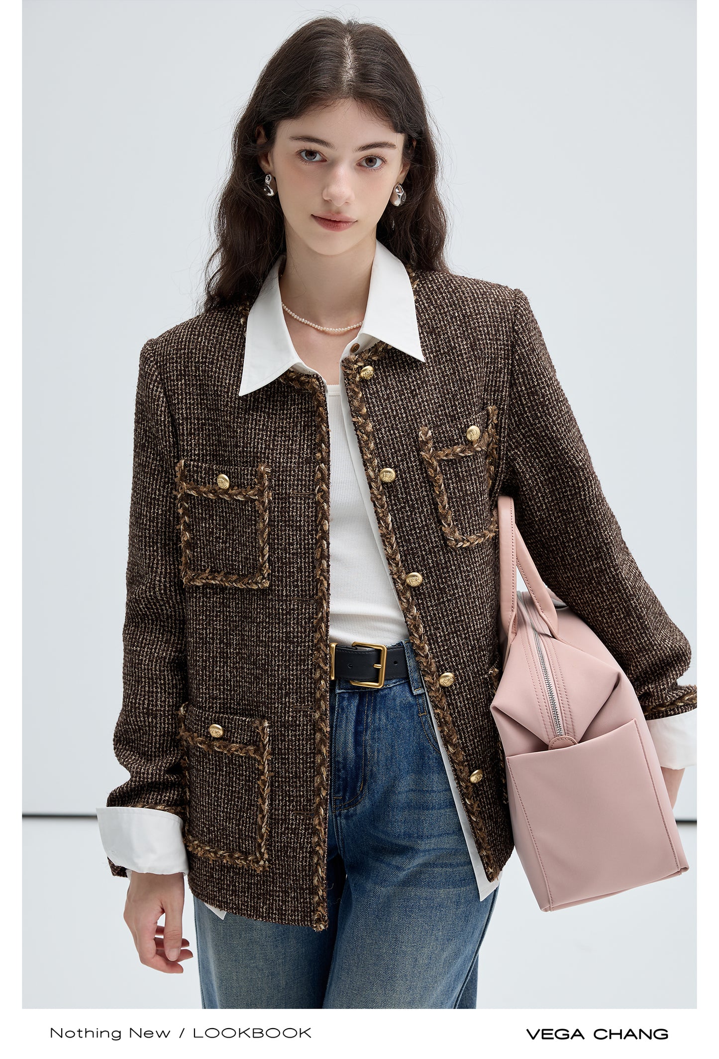 Braided Trim Wool Blend Boxy Tweed Jacket