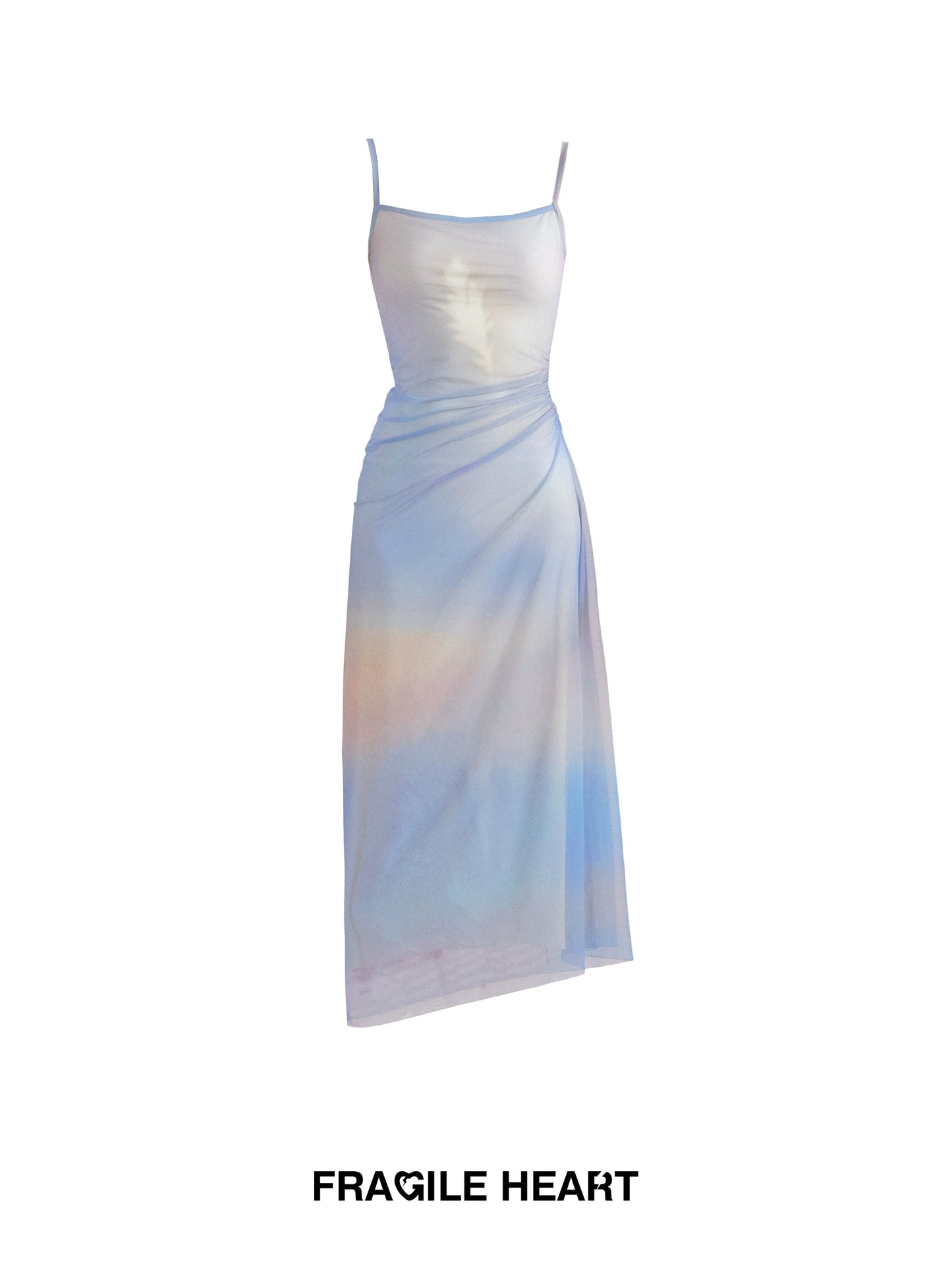 Sunset-Inspired Smudged Color Asymmetric Long Dress