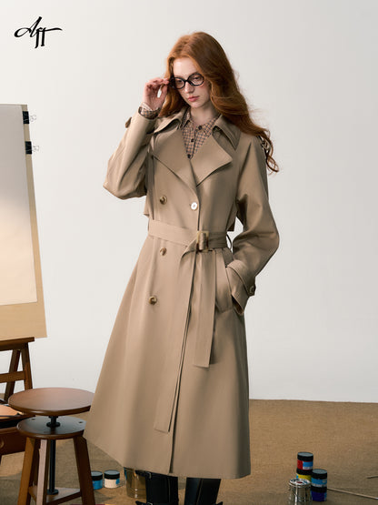 Classic Cotton Blend Double-Breasted Trench Coat