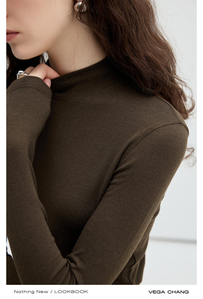 Cashmere Blend Slim Fit High Neck Knit Top