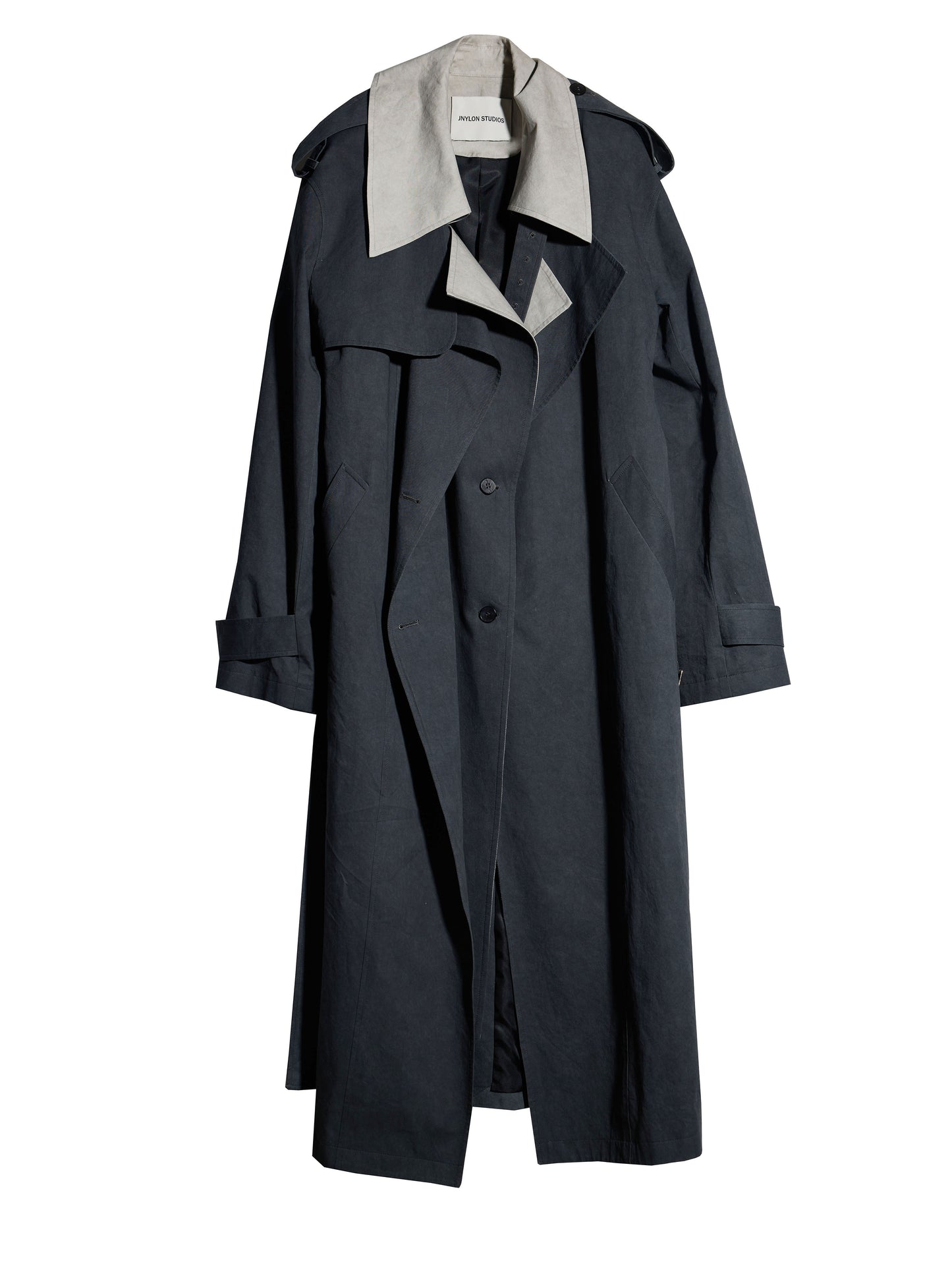 Two-Tone Belted Long Trench Coat