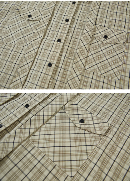 Plaid Round Hem Shirt With Removable Tie