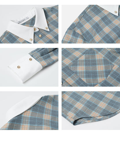 Yarn-Dyed Tartan Check Shirt With Gold Buttons