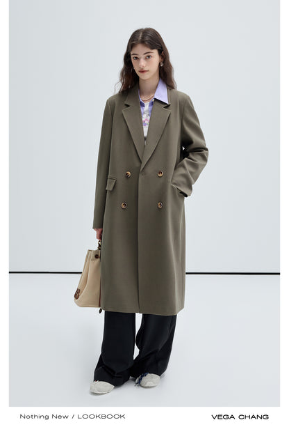 Double Breasted Long Blazer Coat